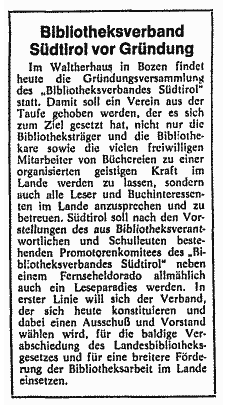 Die Ankündigung der Gründungsversamlung in der Tageszeitung "Dolomiten" vom 31.01./01.02.1981