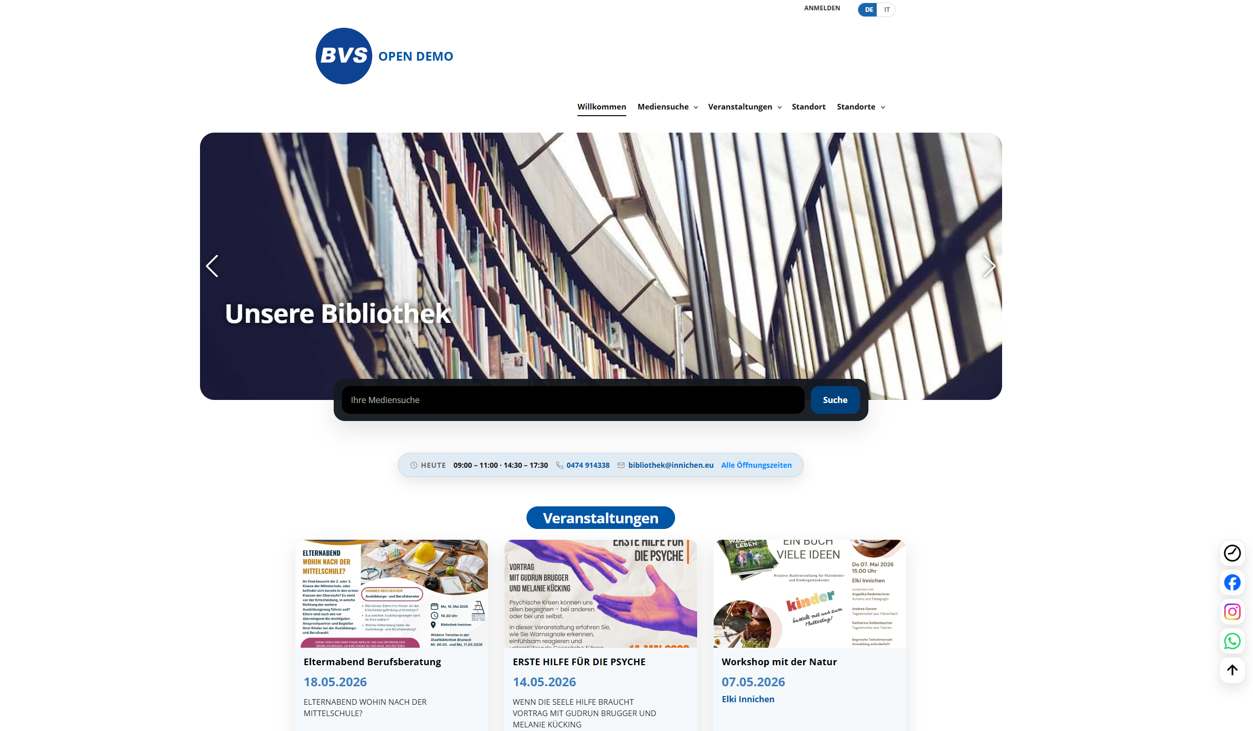 Beispiel einer modernen NEW OPEN-Startseite